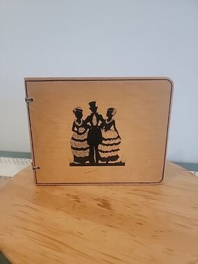 1920's Rare Wooden Decorative Wedding Album/scrapbook with Victorian Silhouette